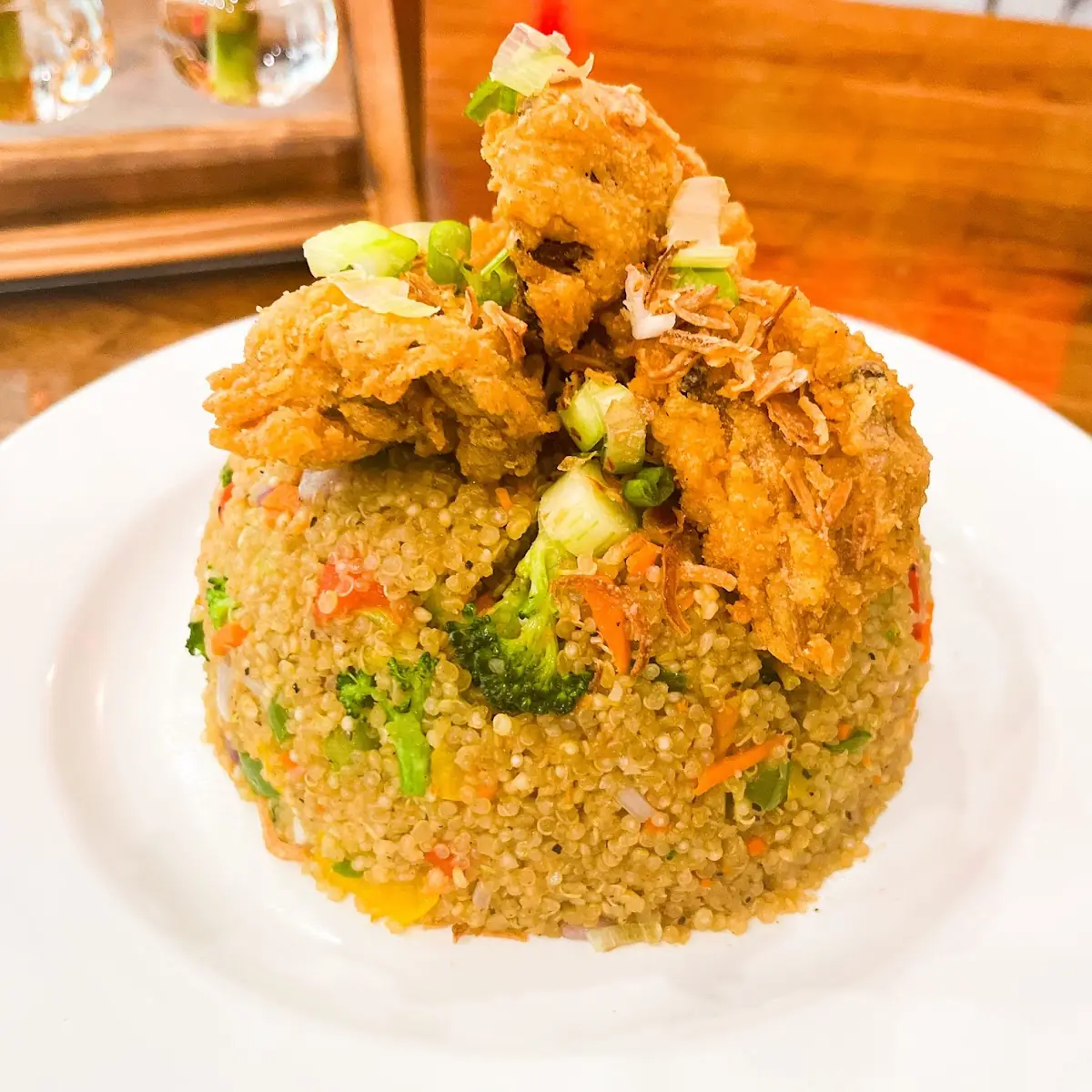 Thai Pineapple Fried Rice Served in a Pineapple