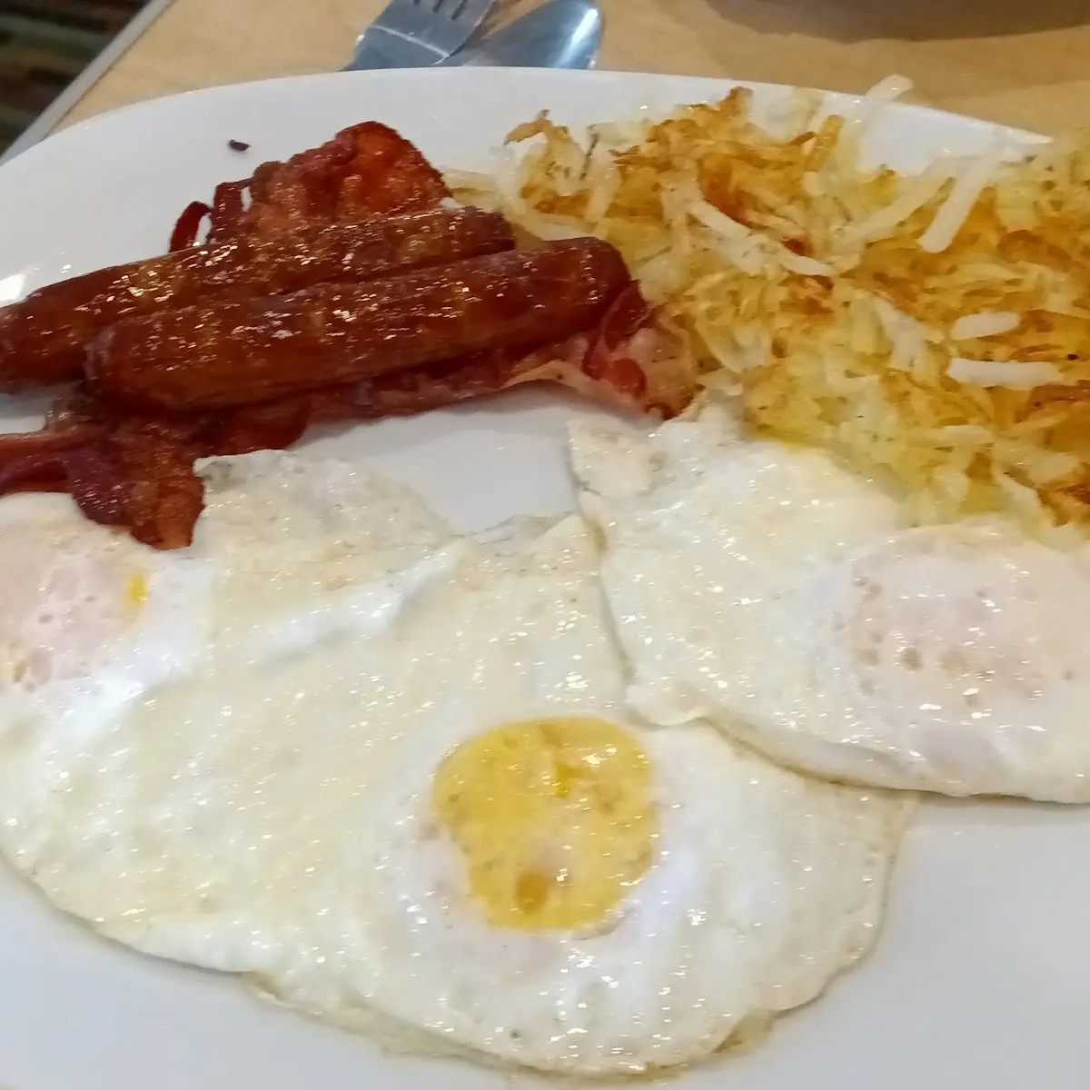 Eggs Sausage and Hash Browns