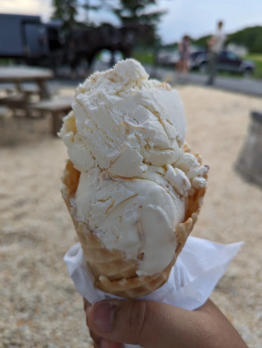 Waffle Cone of Butter Brickle and Peanut Butter Ripple