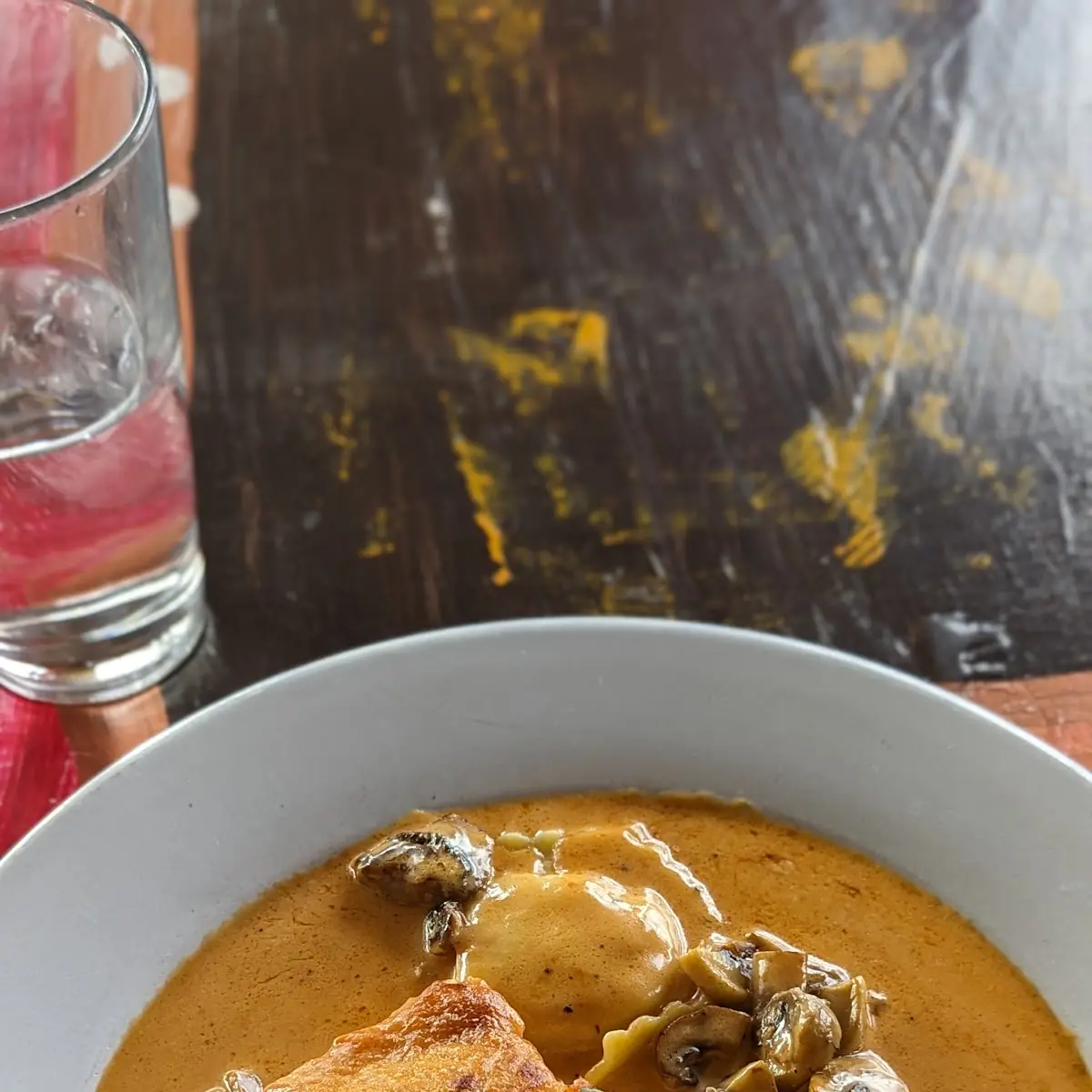 Seared Salmon over Lobster Ravioli