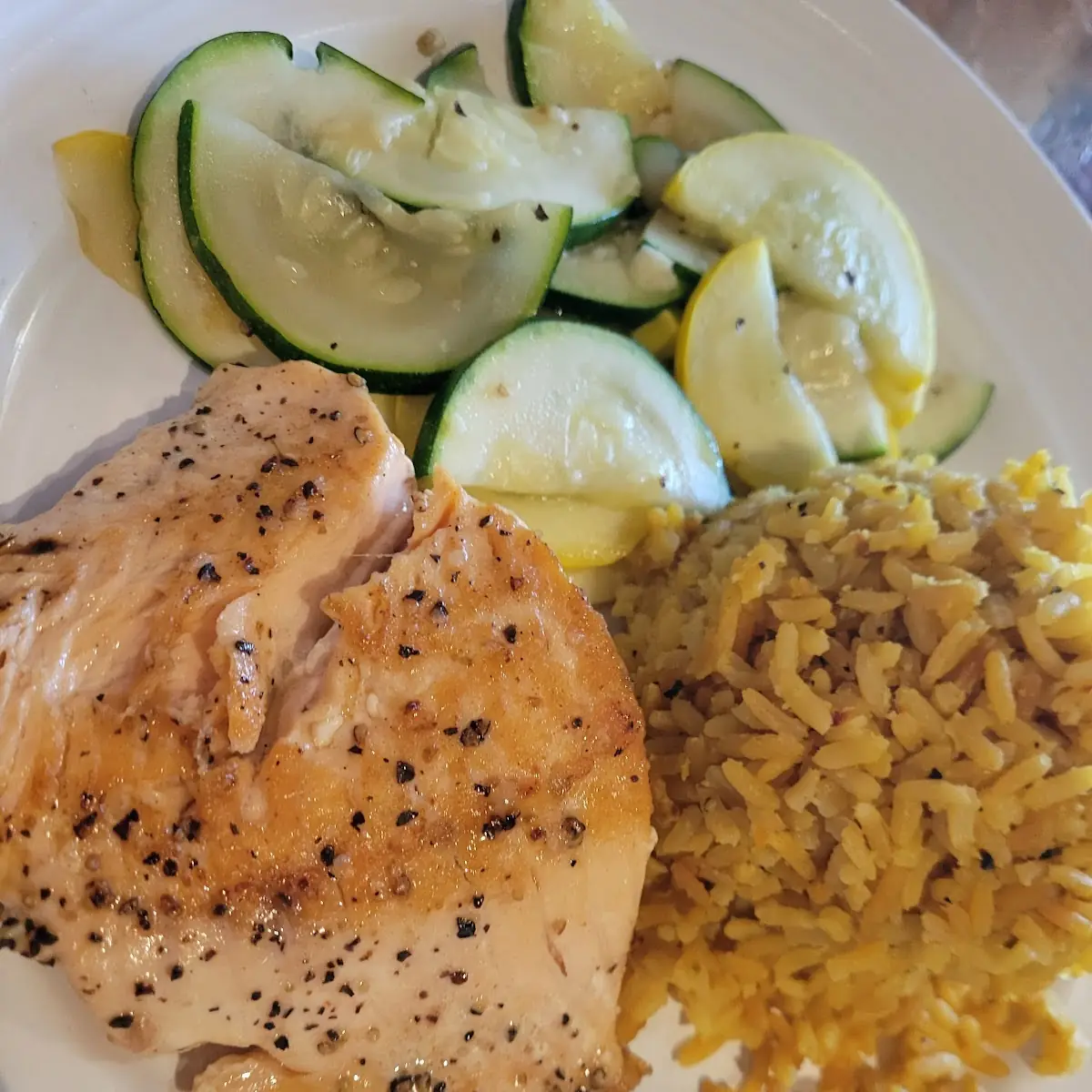 Grilled Salmon with Rice and Vegetable Medley