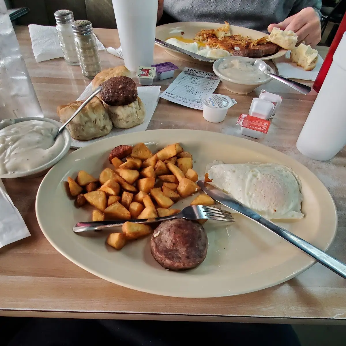 Sausage Egg Hashbrowns Biscuits and Gravy