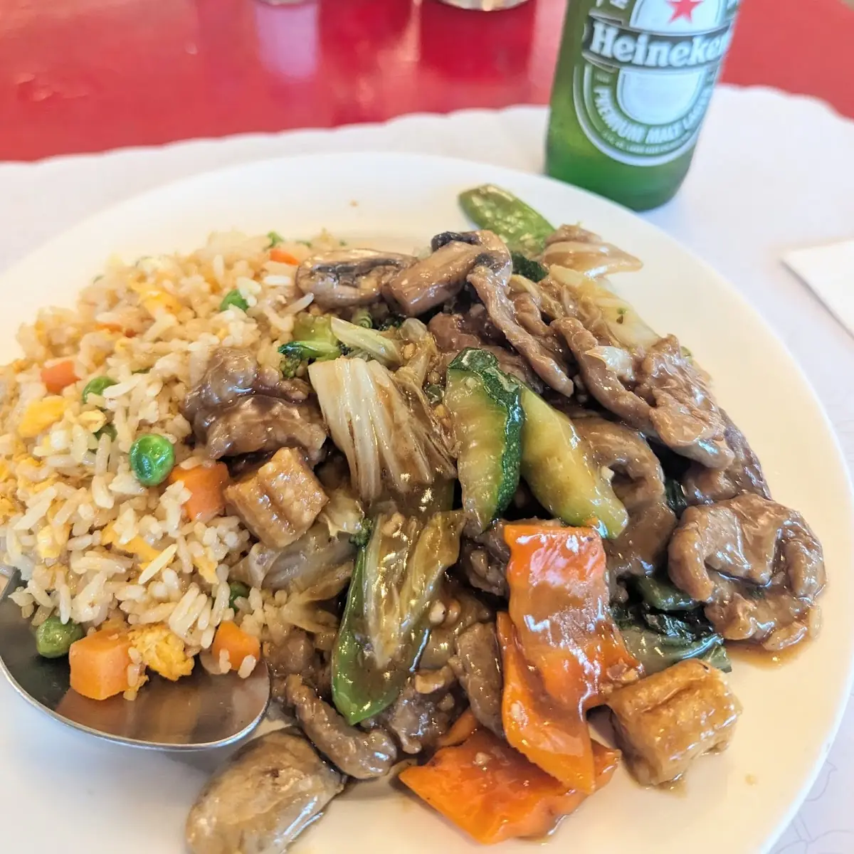 Mixed Veg Beef over Fried Rice