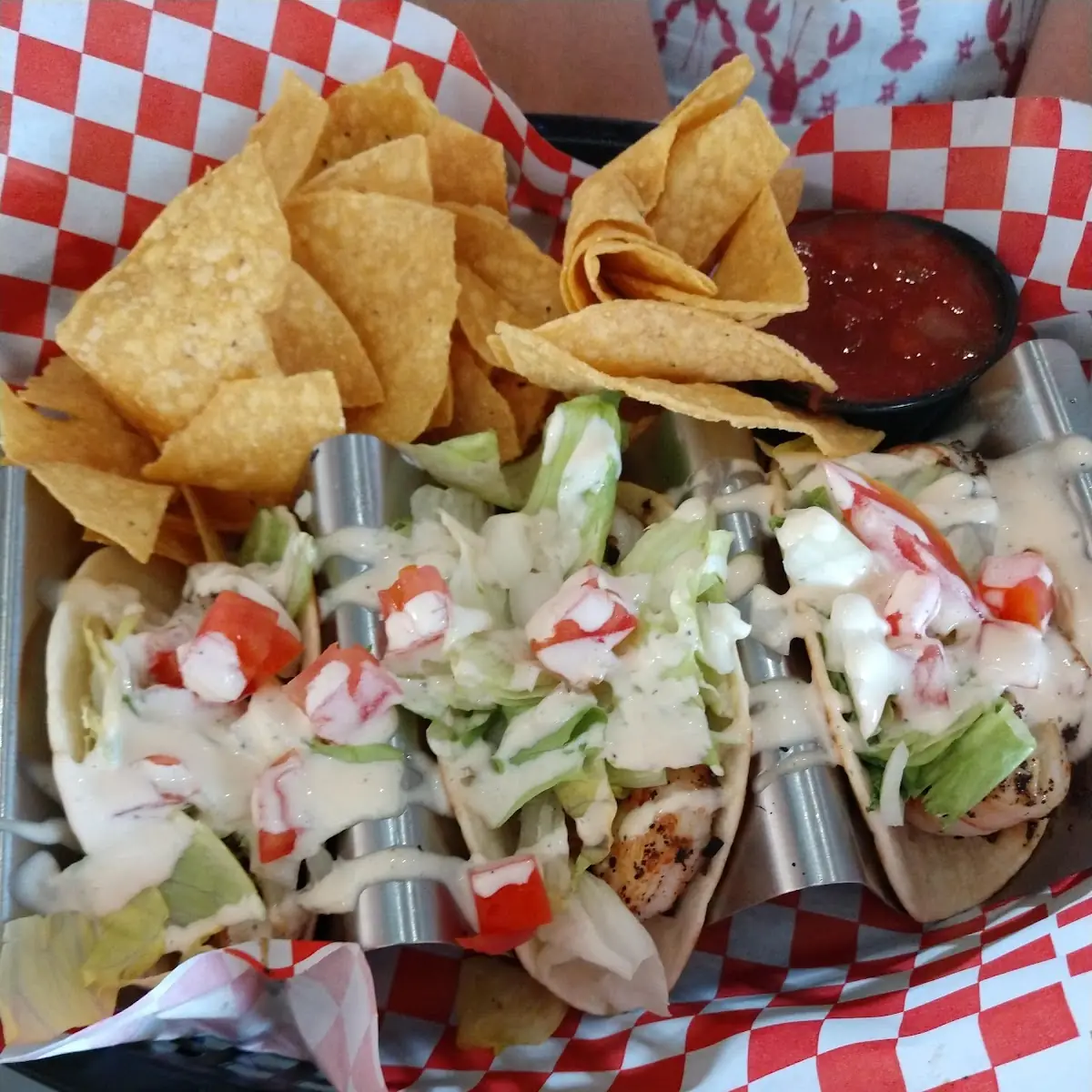 Fish Tacos Chips and Salsa