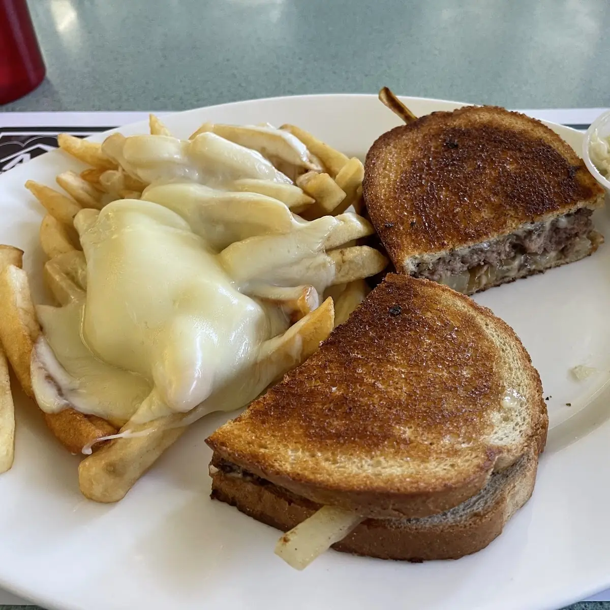 Patty Melt with Cheesy Fries