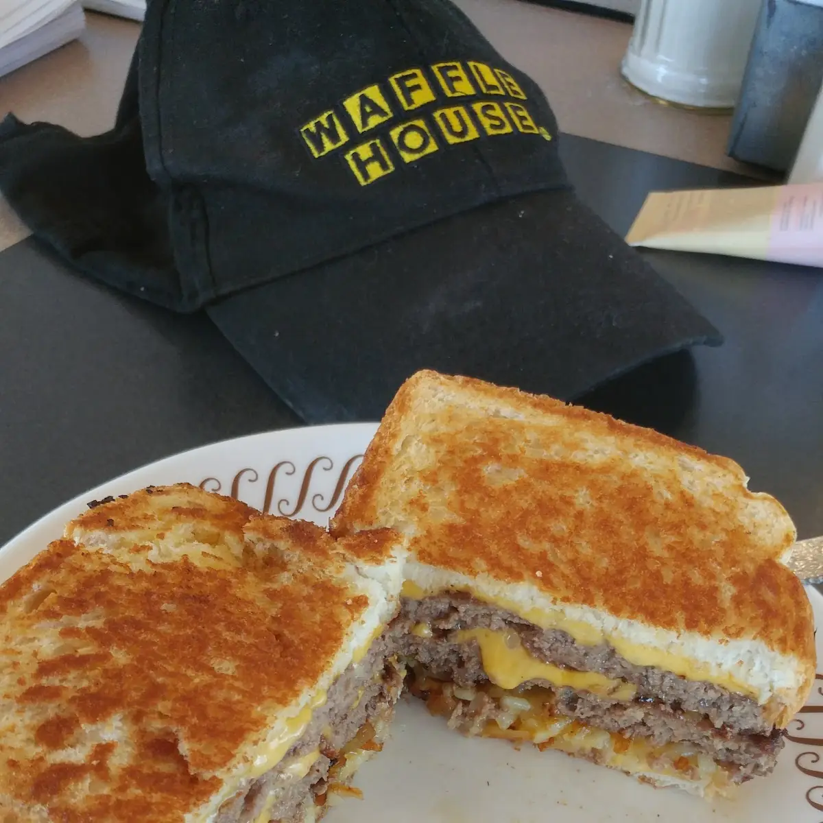 Texas Double Patty Melt with Hashbrowns Inside