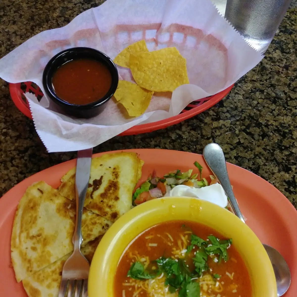 Chicken Quesadilla with Soup