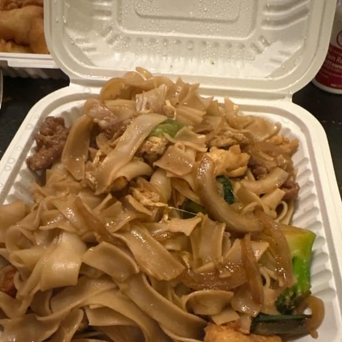 Non Spicy Drunken Noodles with Shrimp
