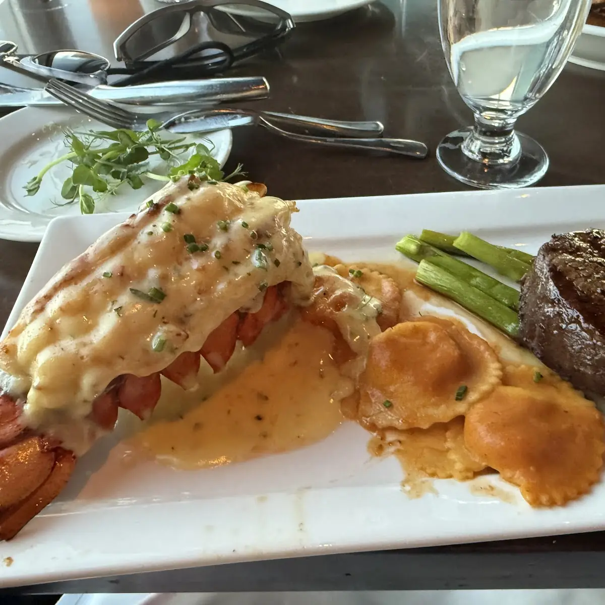 Surf and Turf w Asparagus, Prime Steakhouse Niagara Falls