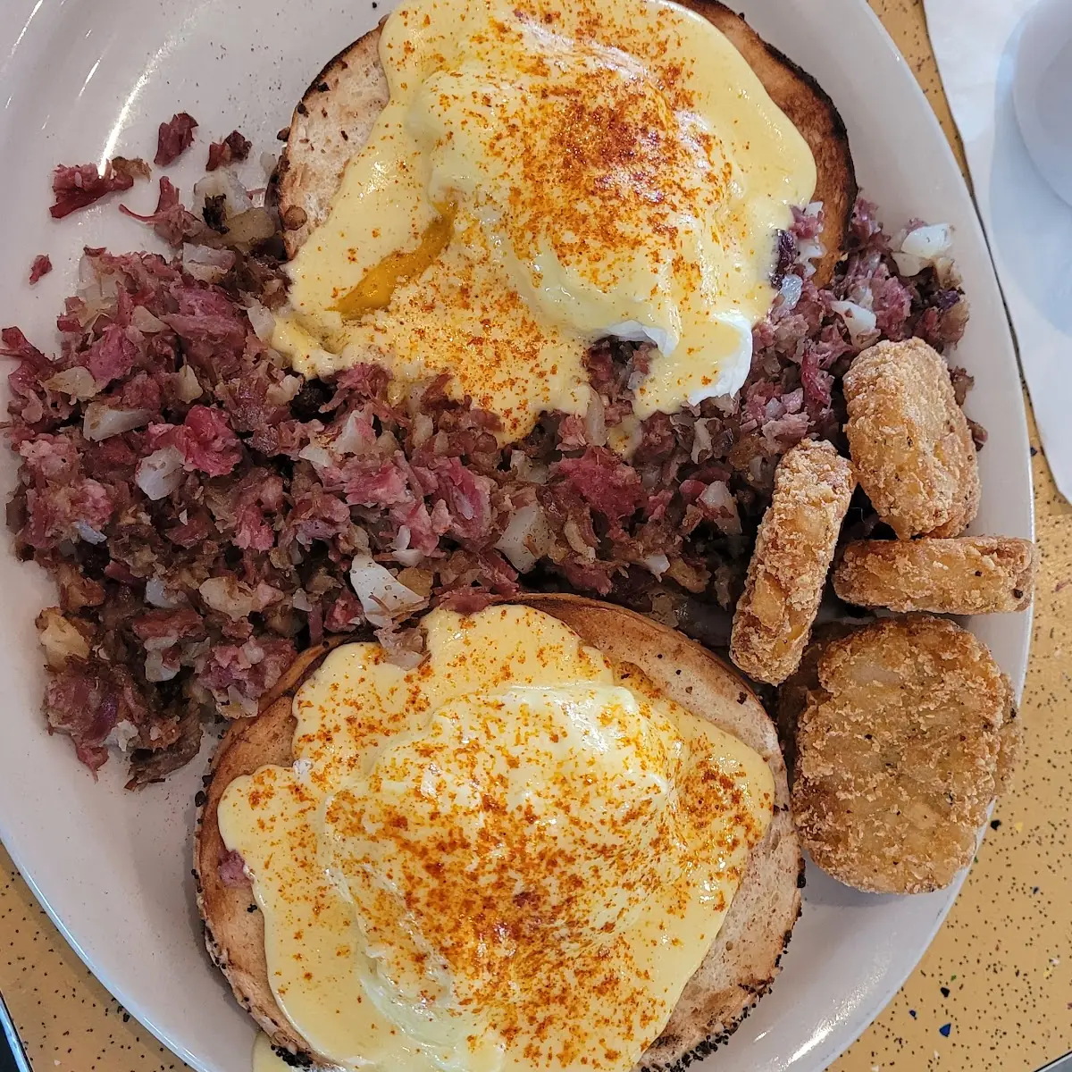 Corned Beef Hash & Eggs Benedict