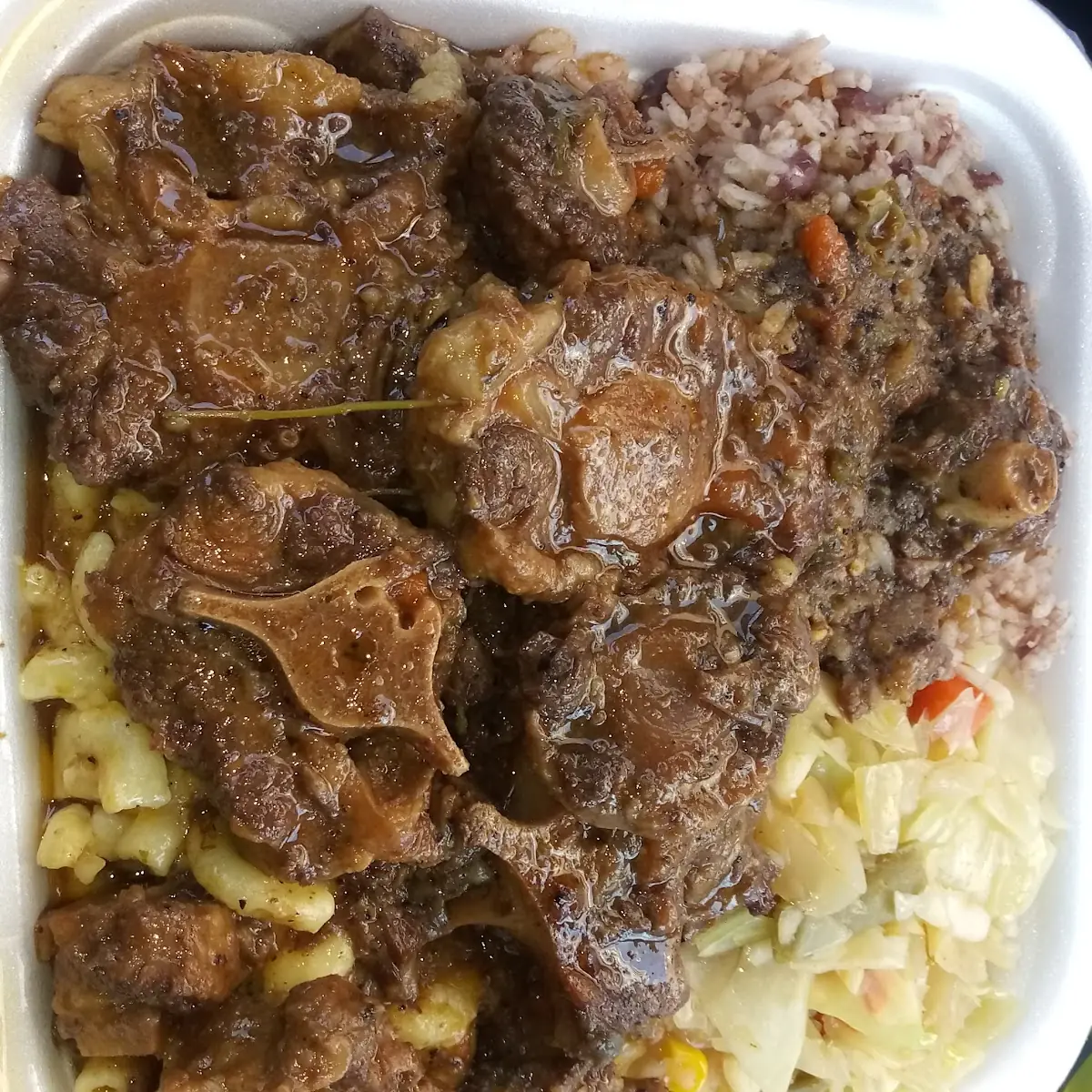 Lunch Oxtails Mac & Cheese Cabbage