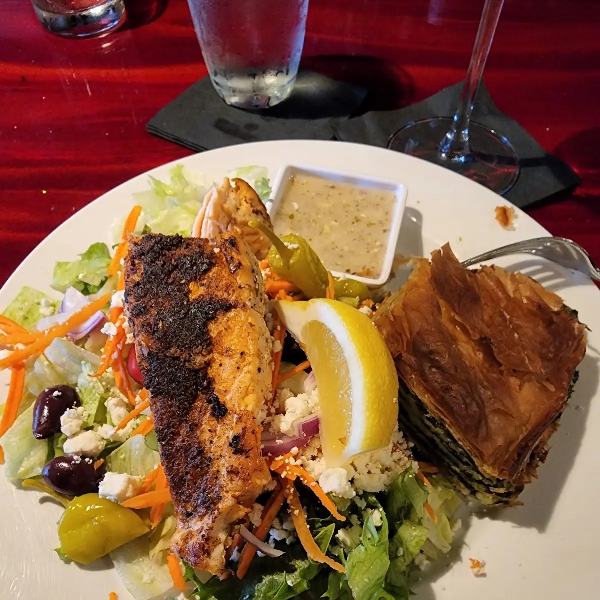 Spanakopita with Salmon Salad