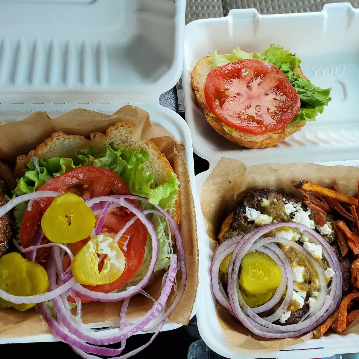 Caramelized Onion Goat Cheese Burger