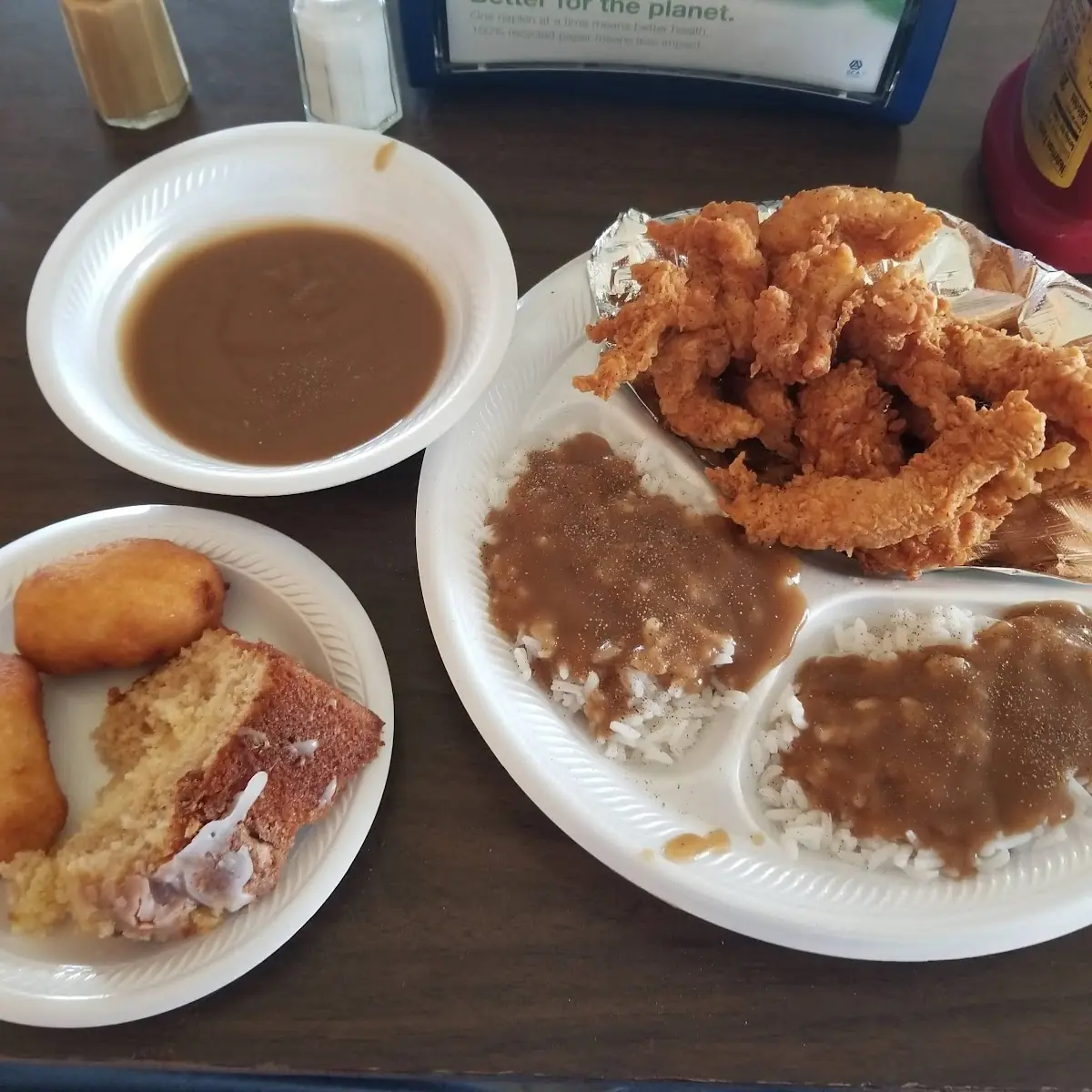 2 Breast with Mashed Potatoes and Gravy and Mac and Cheese