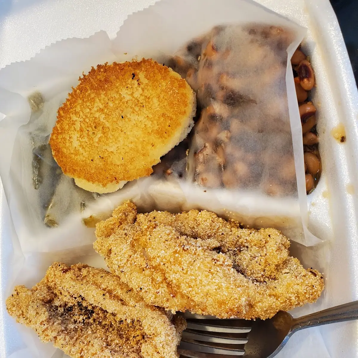 Catfish with Black Eyed Peas