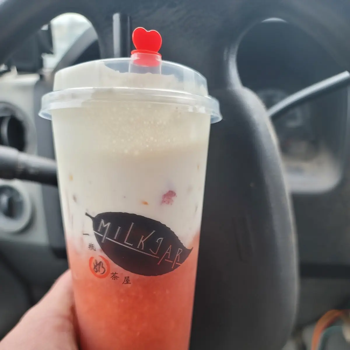 Strawberry Oolong Milk Cap Passion Fruit Boba