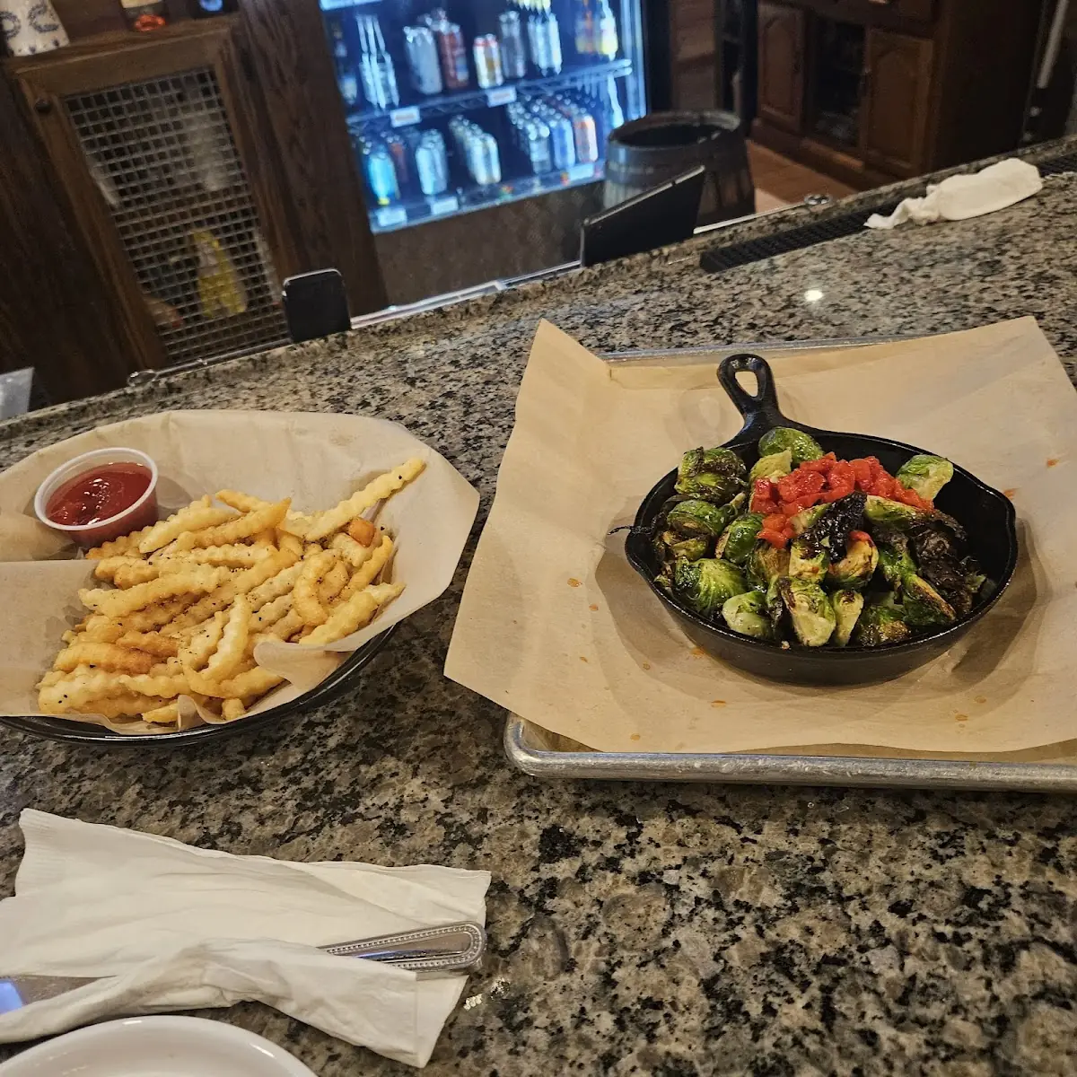 Lemon Pepper Fries and Brussels Sprouts
