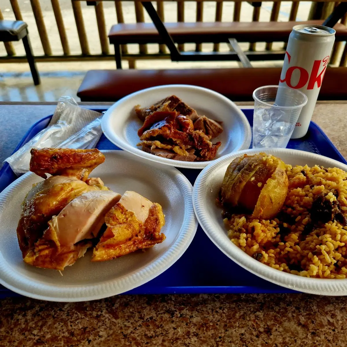 Rice and Beans with Chicken and Pork Chops