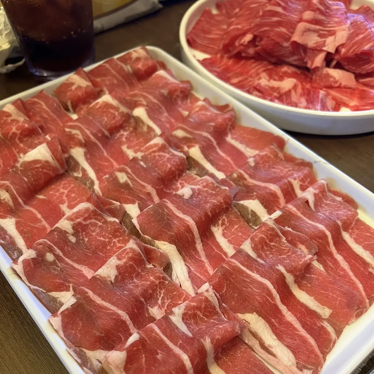 Raw Lamb and Wagyu Beef Slices
