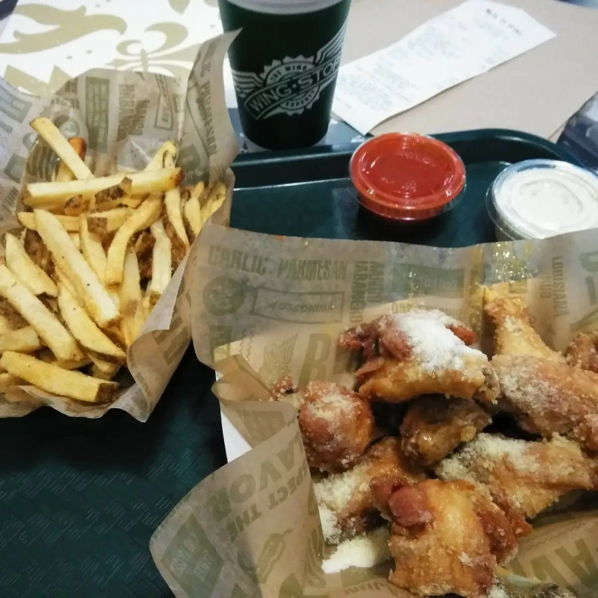 Garlic Parmesan Wings and Fries