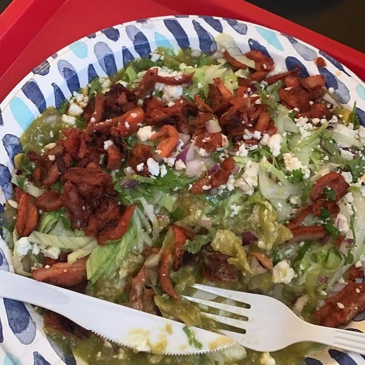 Chilaquiles Verdes Con Carne Al Pastor