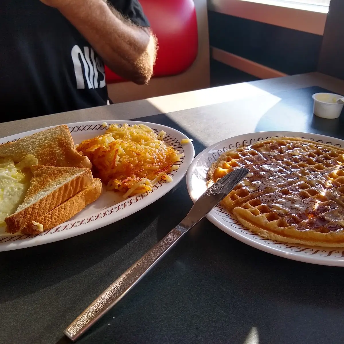 Waffle with Eggs Hash Browns