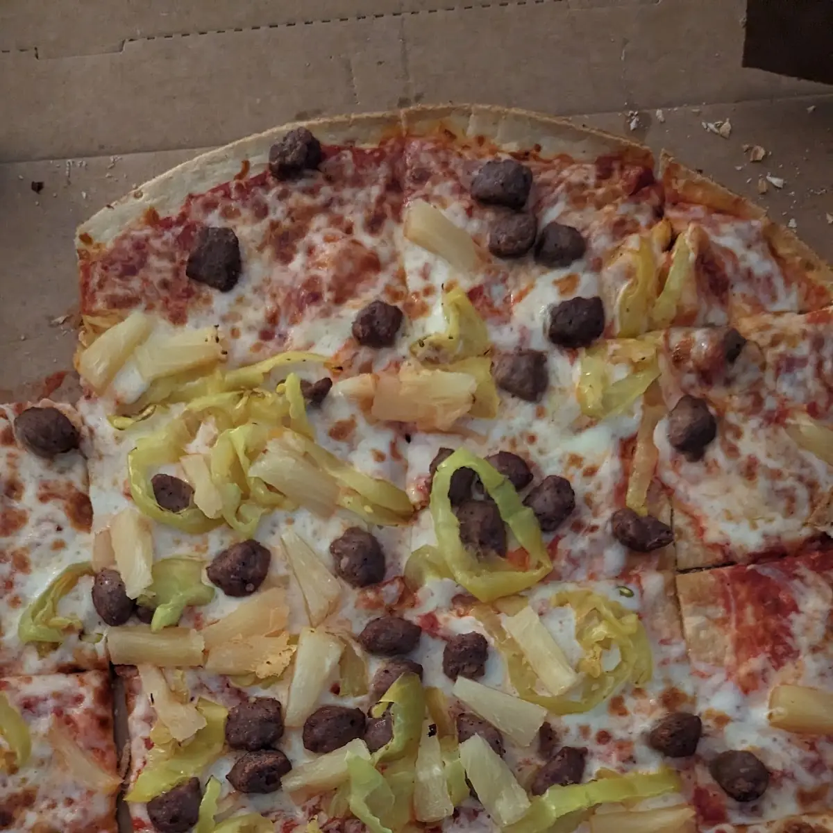 Build Your Own Thin Crust Beef Pineapple Banana Peppers