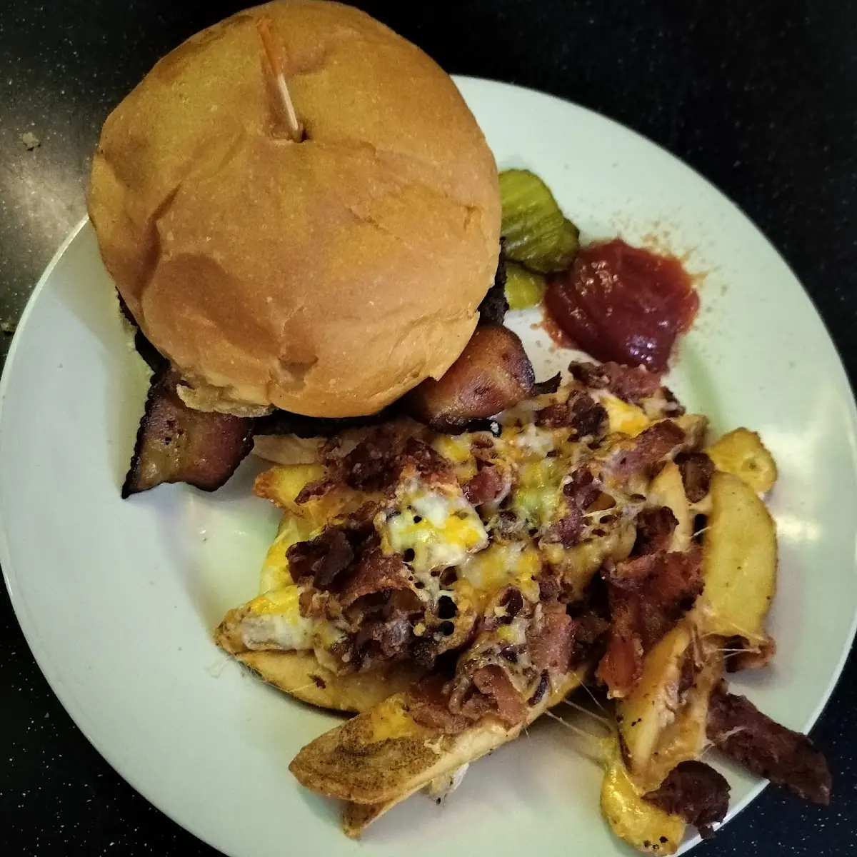 Dugout Bacon Cheeseburger Bacon Cheese Fries