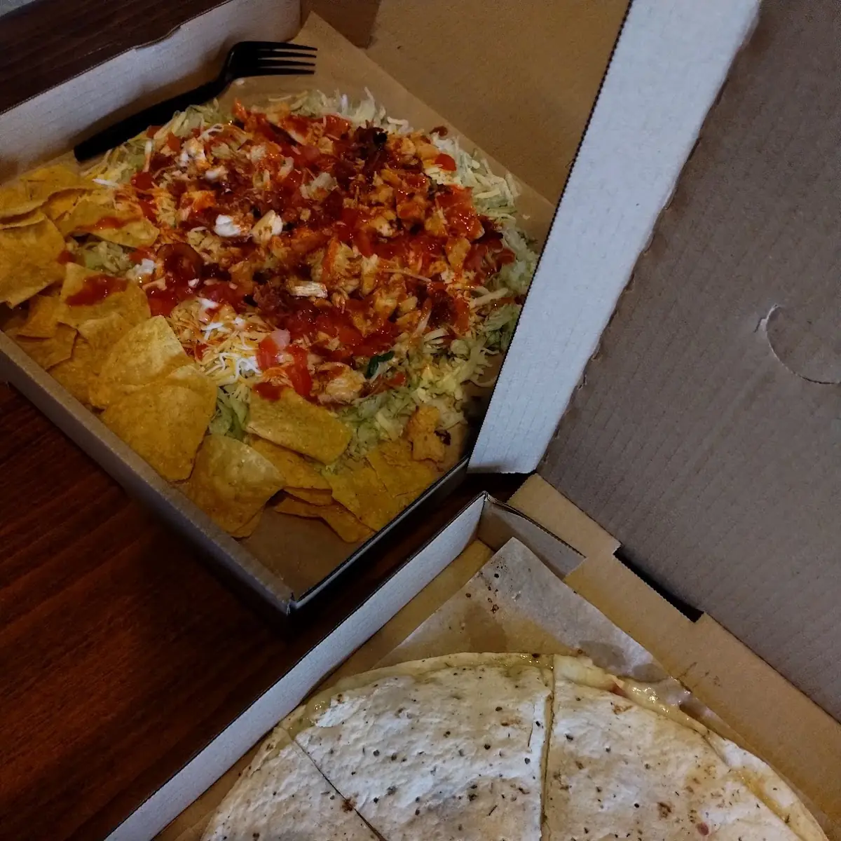 Pineapple and Mushroom with Garlic Herb Shell and Sour Cream and Guacamole on the Side