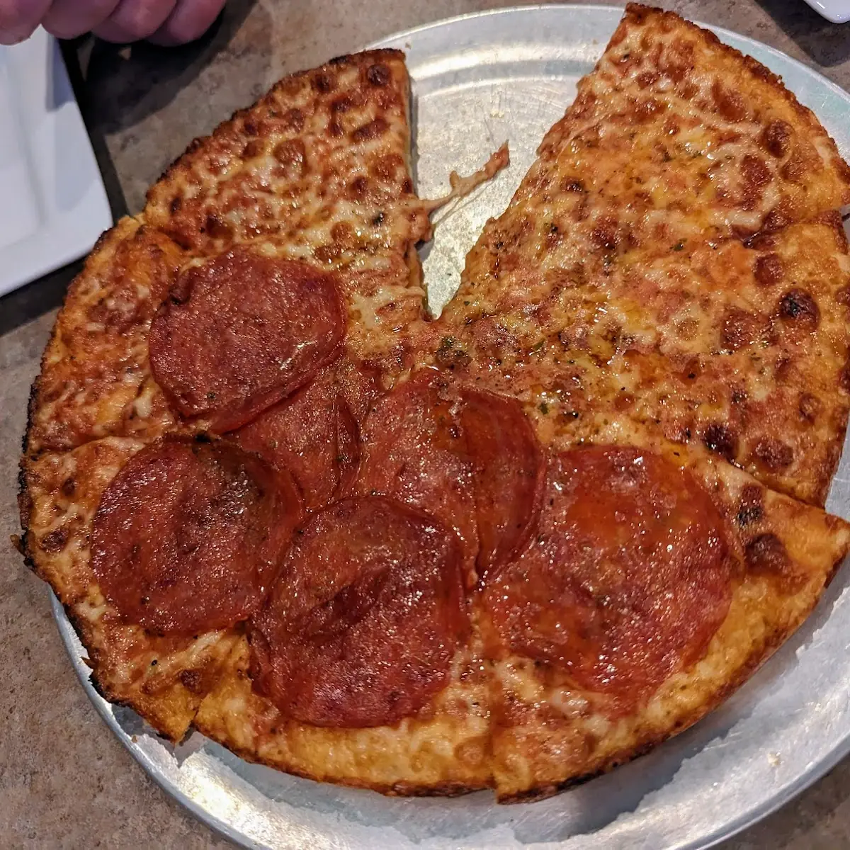 Half Cheese Half Pepperoni Pizza