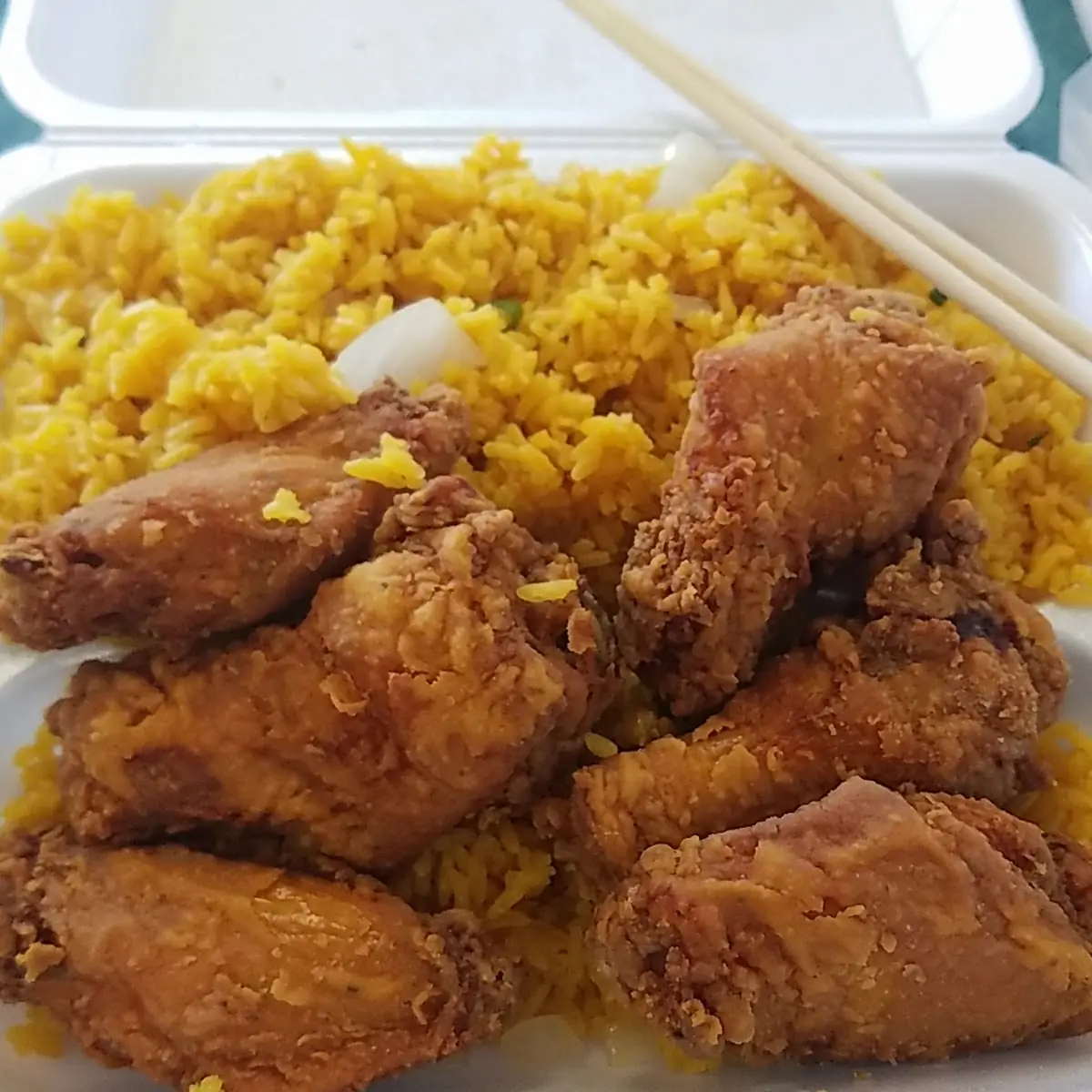 Fried Chicken Wings and Fried Rice