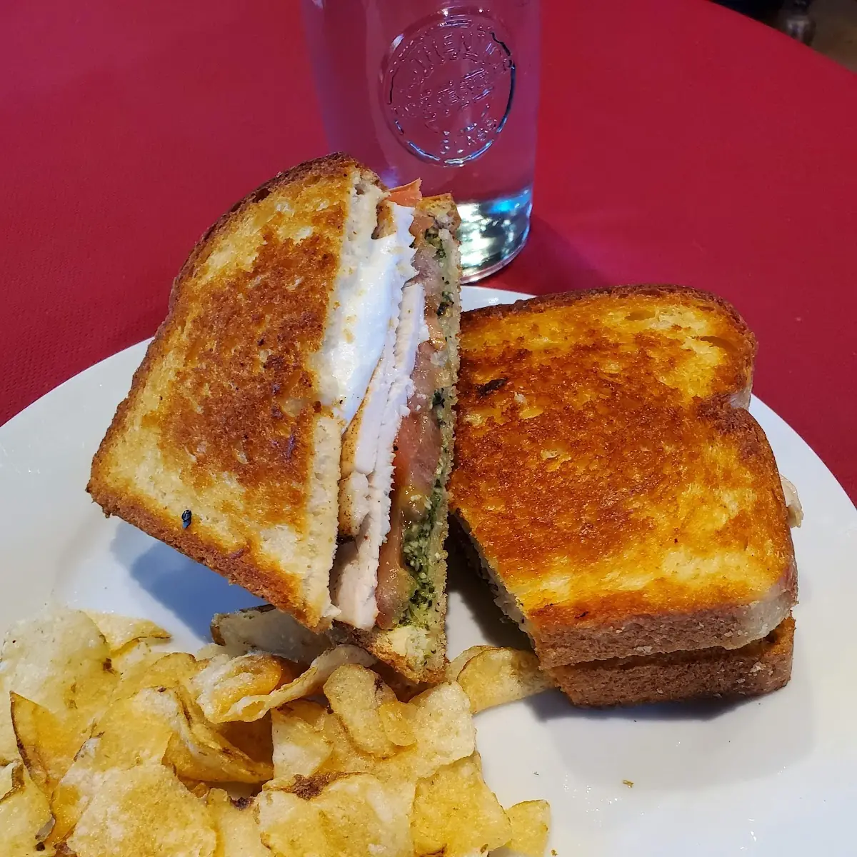 Toasted Turkey Mozzarella Pesto & Tomato on Sourdough Bread