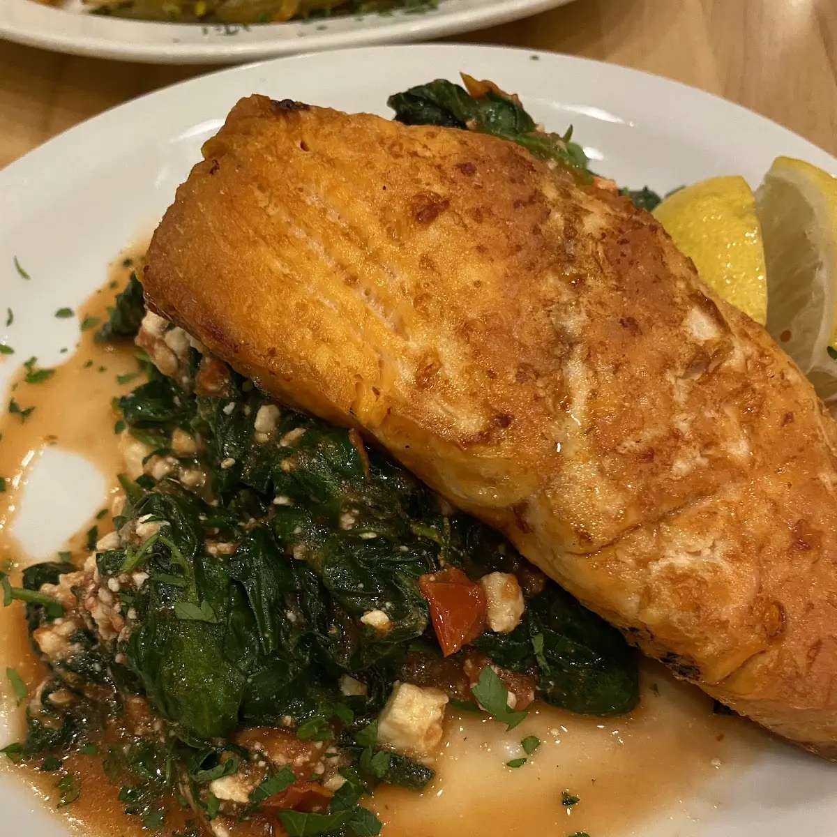 Grilled Salmon with Spinach