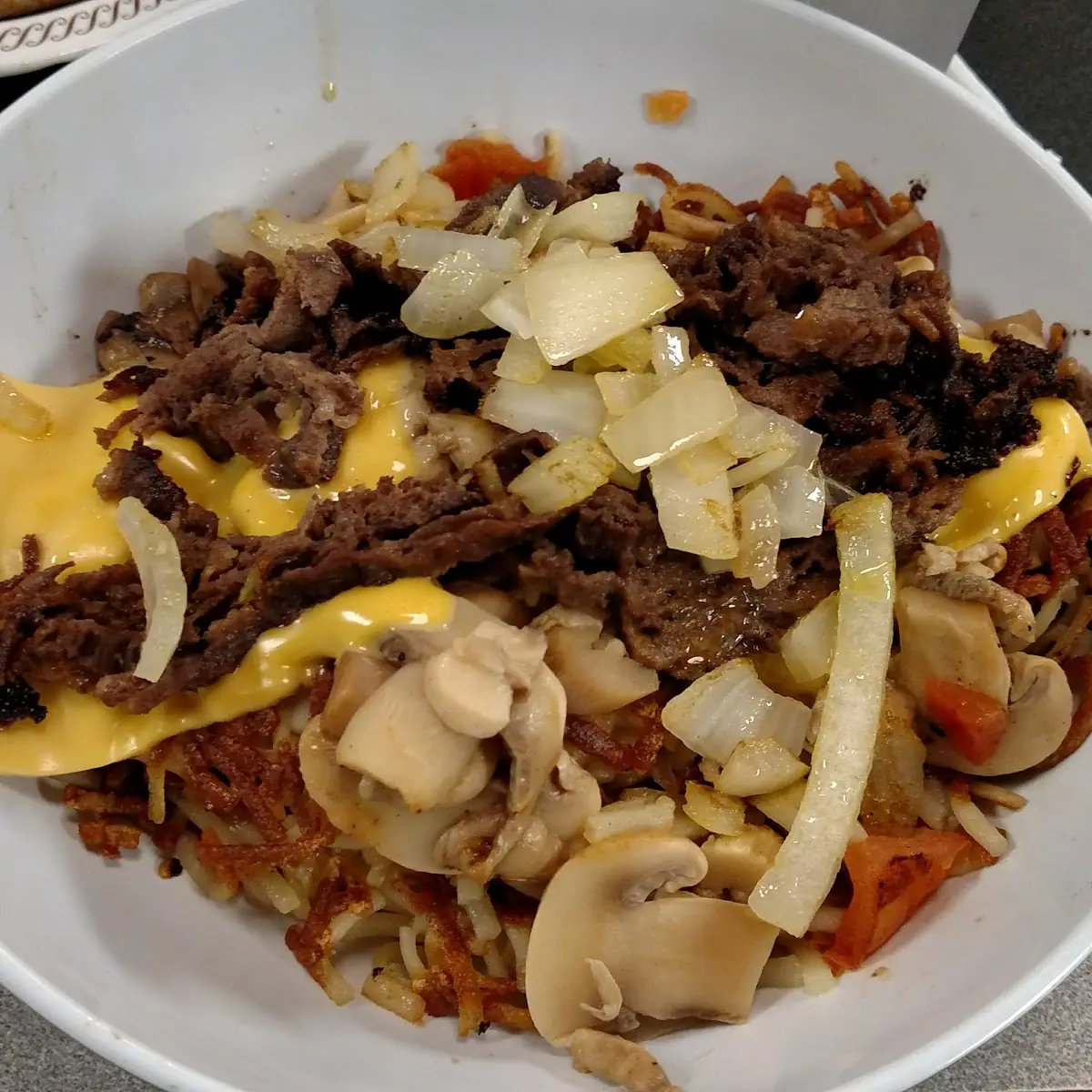 Cheesesteak Melt Hashbrown Bowl