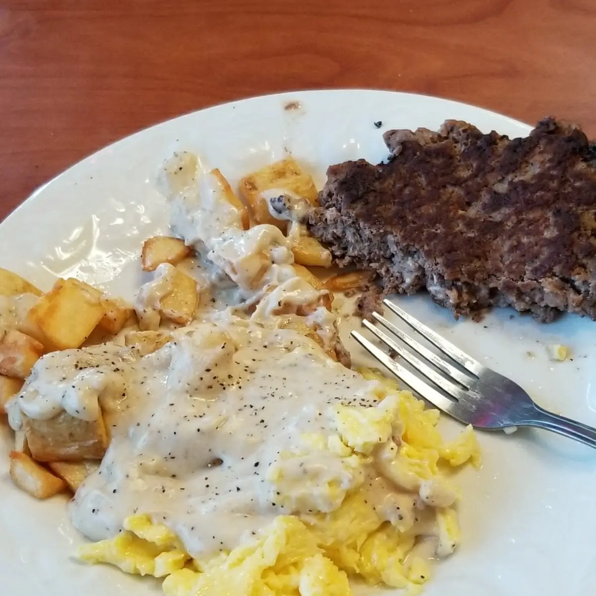 Hamburger Steak and Eggs w Gravy
