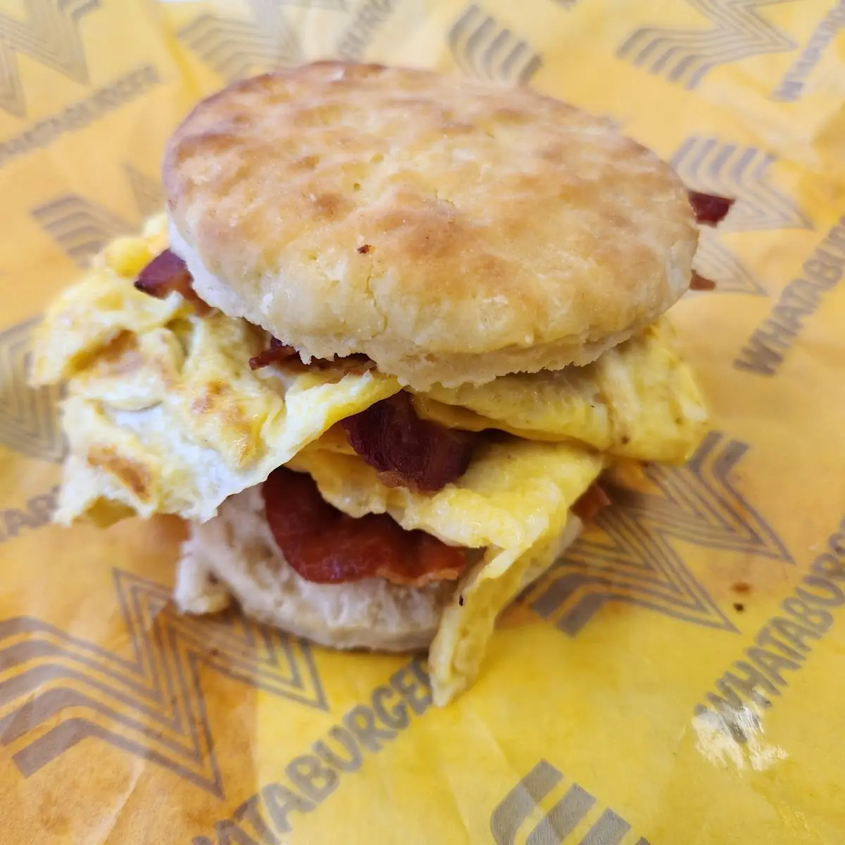 Folded Egg Cheese Bacon Jalapeño Biscuit