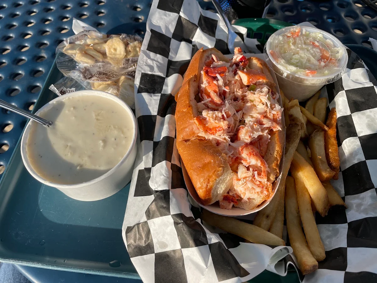 Lobster Roll and Clam Chowder Soup