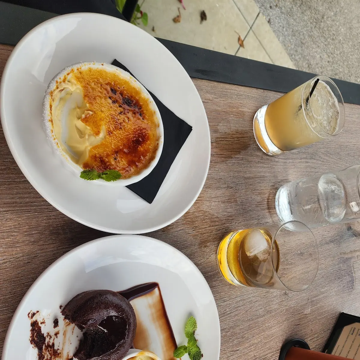 Chocolate Bourbon Lava Cake and Peach Créme Brulee