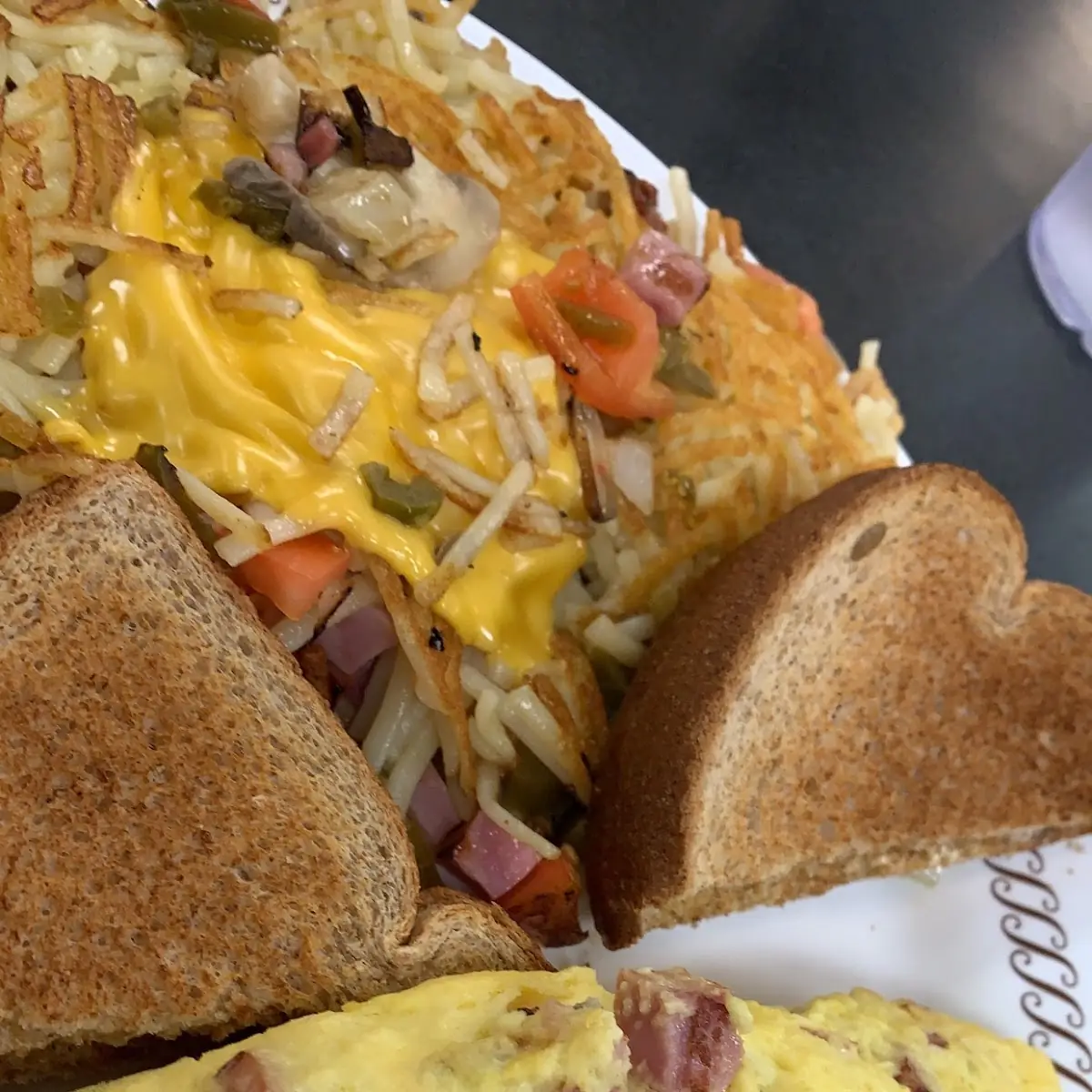 Ham and Cheese Omelette with Hash Browns