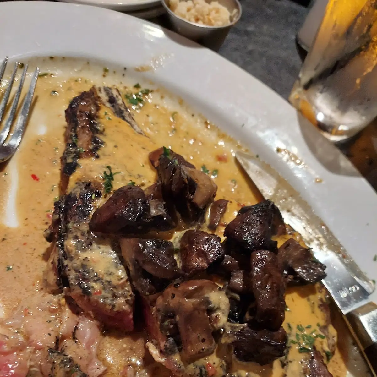 Bone in Ribeye with Mushrooms