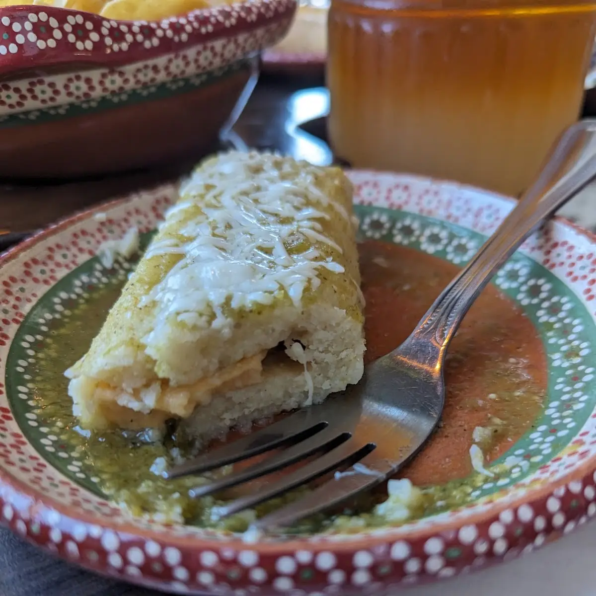 Cheese Tamal with Salsa Verde