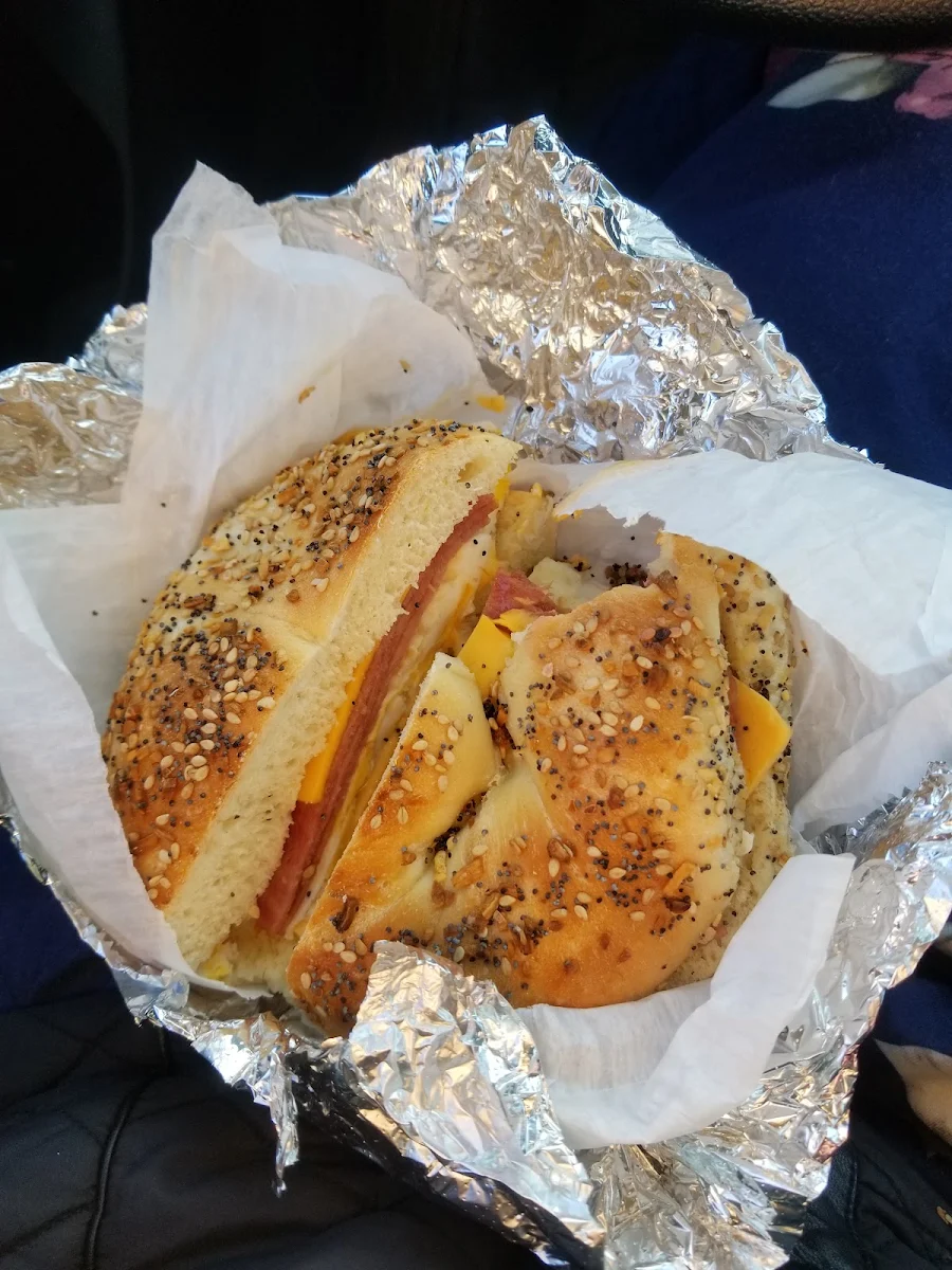 Taylor Ham Egg and Cheese on an Everything Bagel
