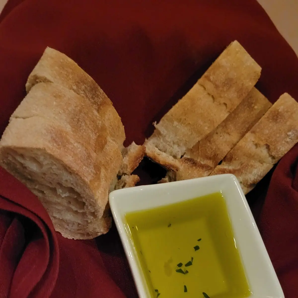 Sliced Baguette with Olive Oil