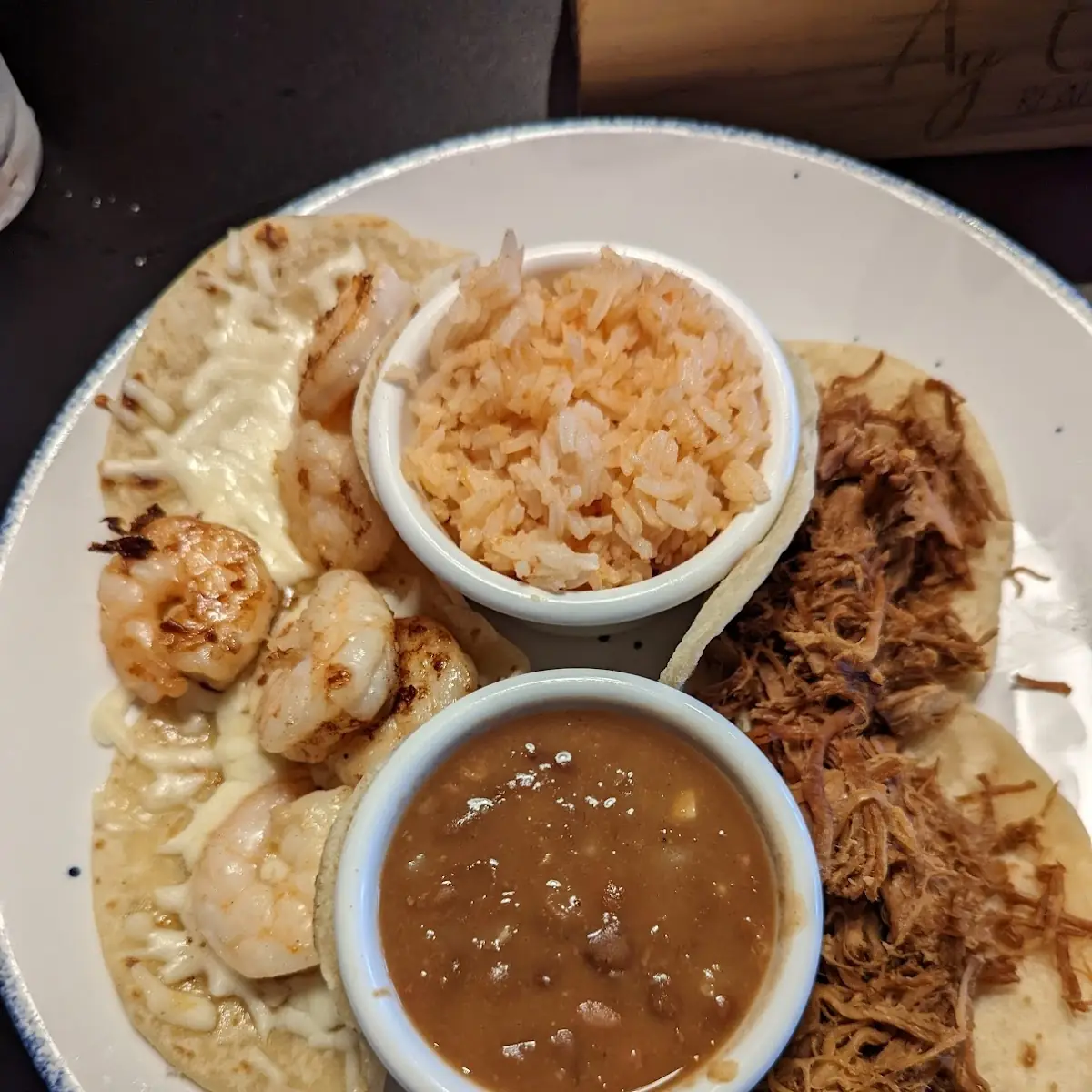 Carnitas and Shrimp Tacos