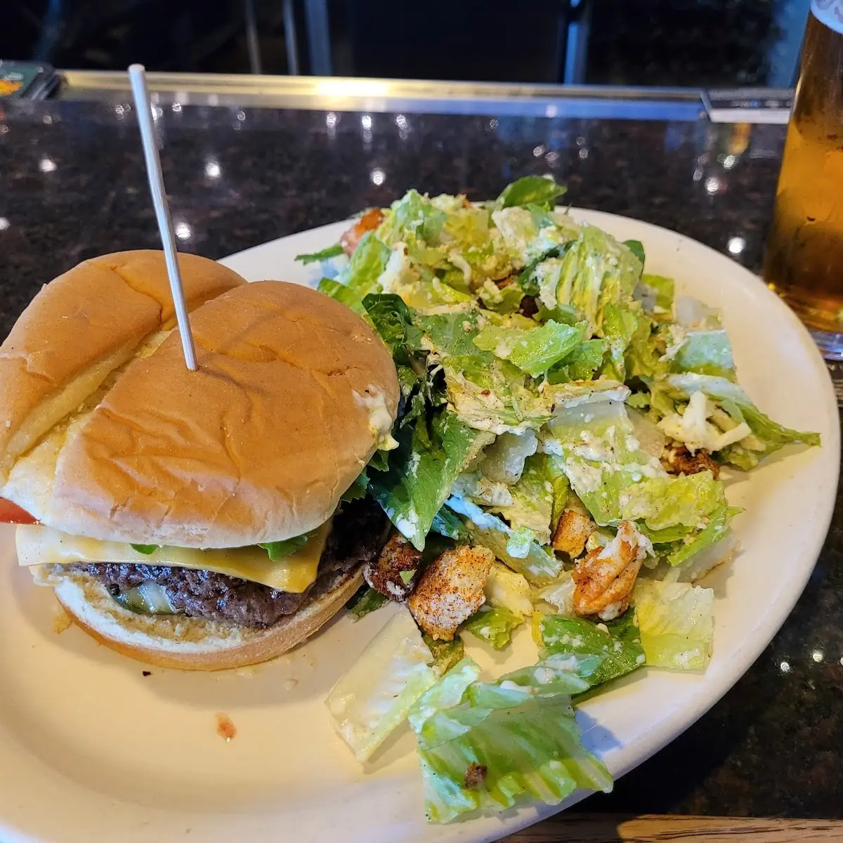 American Burger and Cesar for the Side