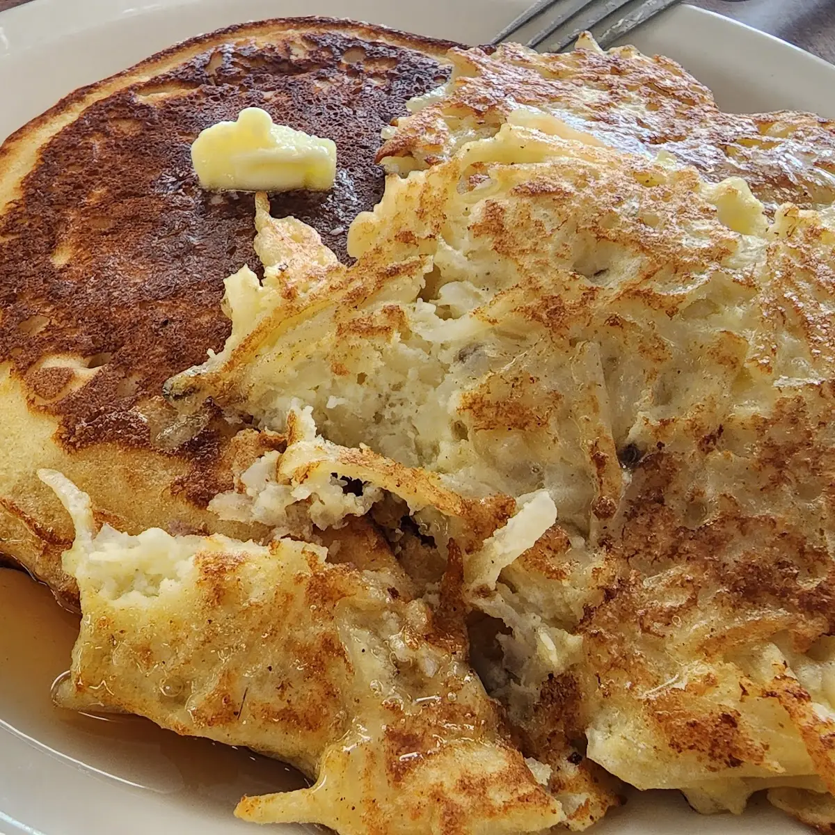 Blueberry Pancakes and Potatoe Cakes