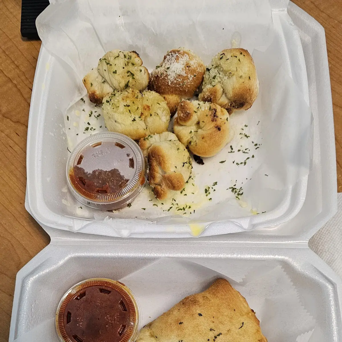 Ham and Pepperoni Calzone w Garlic Knots