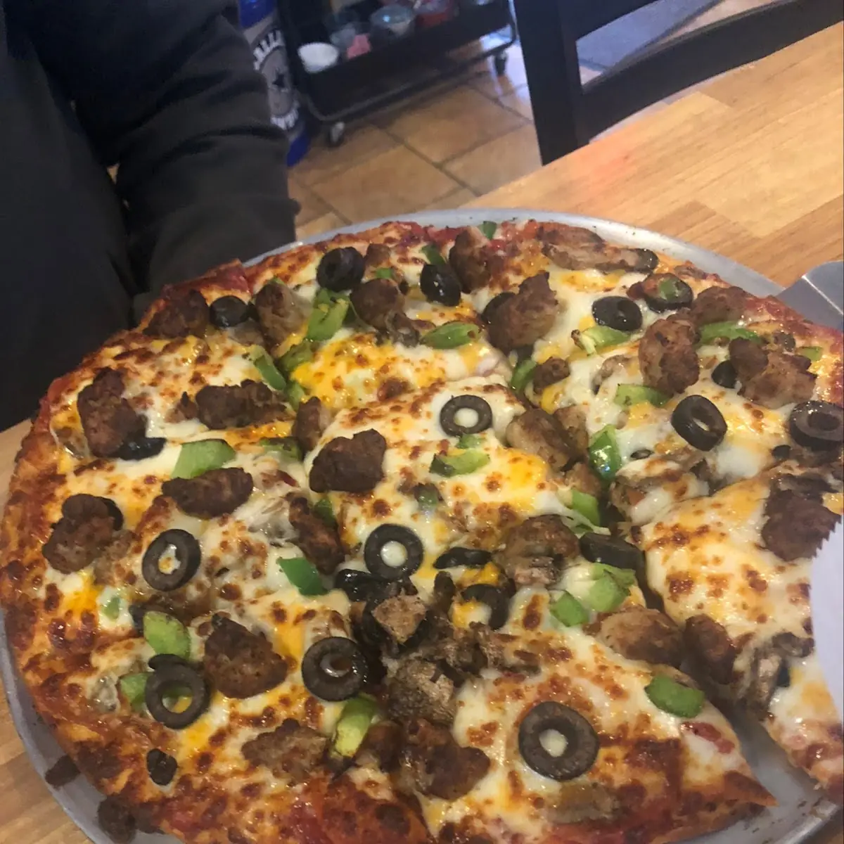 Round Pizza with Mushroom Topping