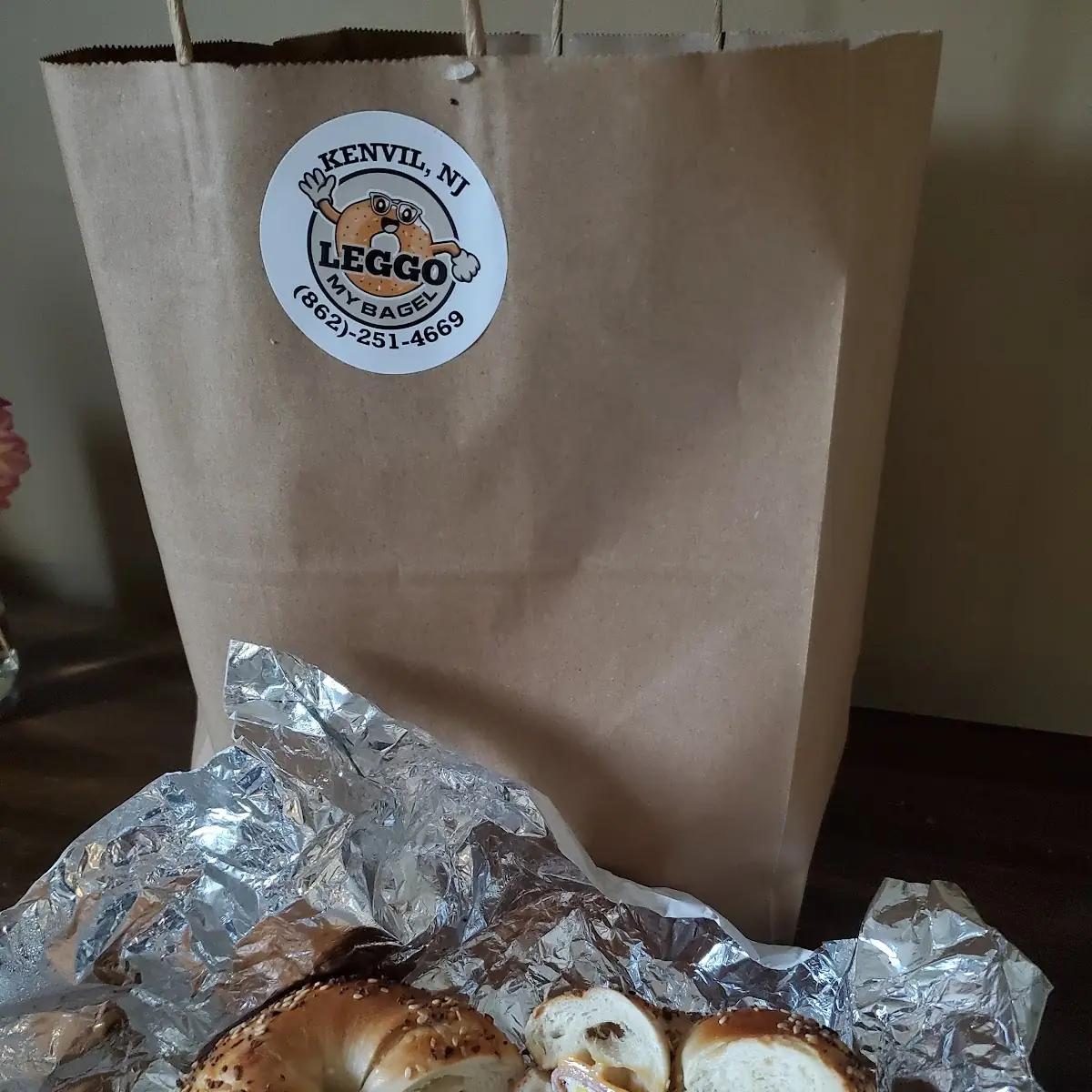 Ham Egg & Cheese on Everything Bagel