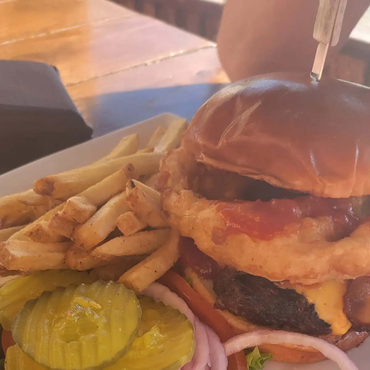 Western Bacon Burger and Fries